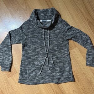 Loveappella Drawstring Cowl Neck, Front Pocket Pouch Sweater, Small